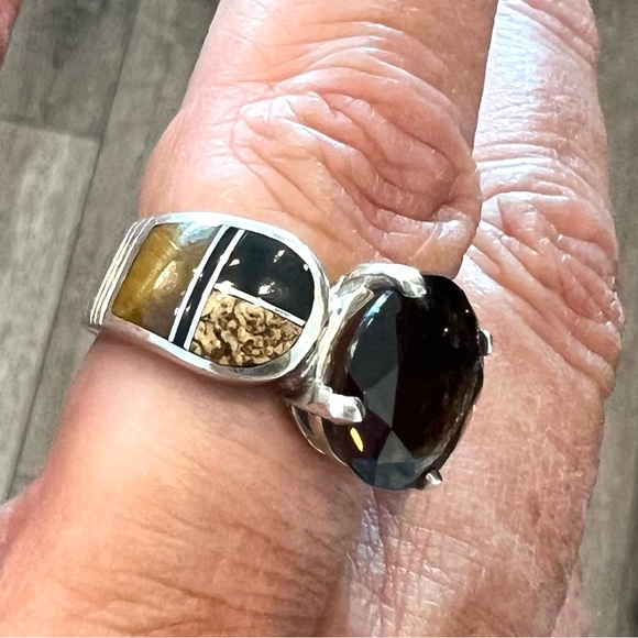 161. David Rosales designer artisan 925 Sterling Smokey Topaz ring size 7 3/4 - Picture 5 of 12